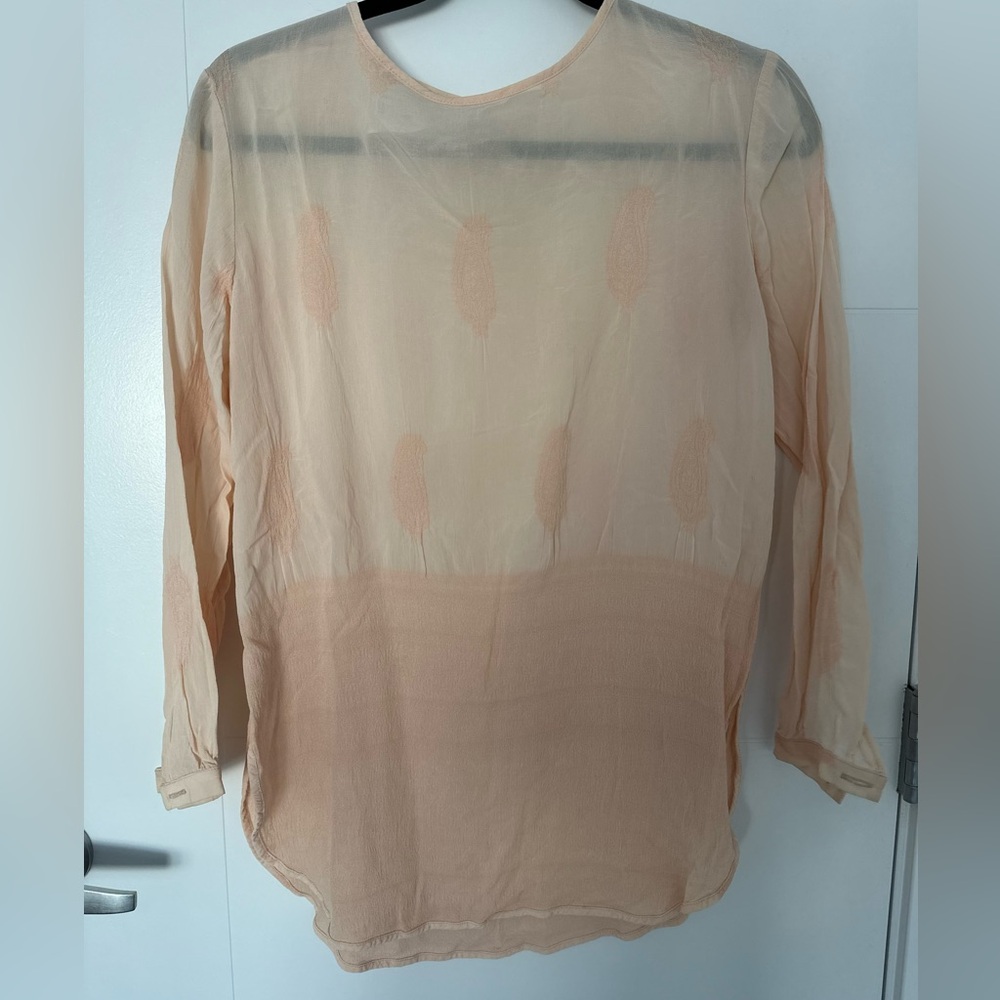 Vintage Holt Renfrew Elegant Sheer Blouse in Light Peach